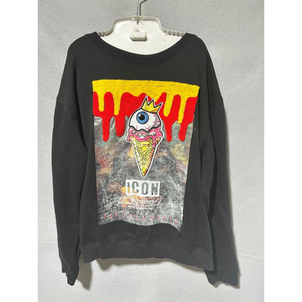 Spark Studio Collection 2XL Graphic Print Restricted Icon Black Sweatshirt
